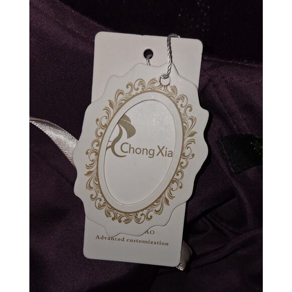 Chong Xiao Purple Tulle Dress Medium? Sparkly Fit And Flare Skater NWT Party - Picture 11 of 16